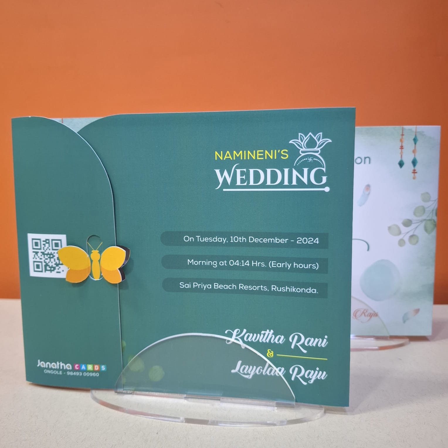 Wedding-Invitation-Card-Butterfly-Theme-Landscape-Large-Green-Colour